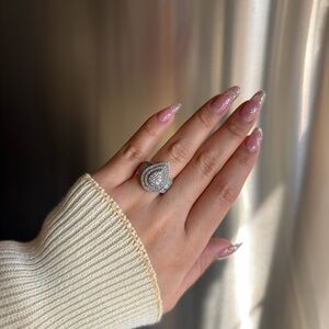 10k Natural Diamond Statement Ring 1cttw Pear Shape Size 7